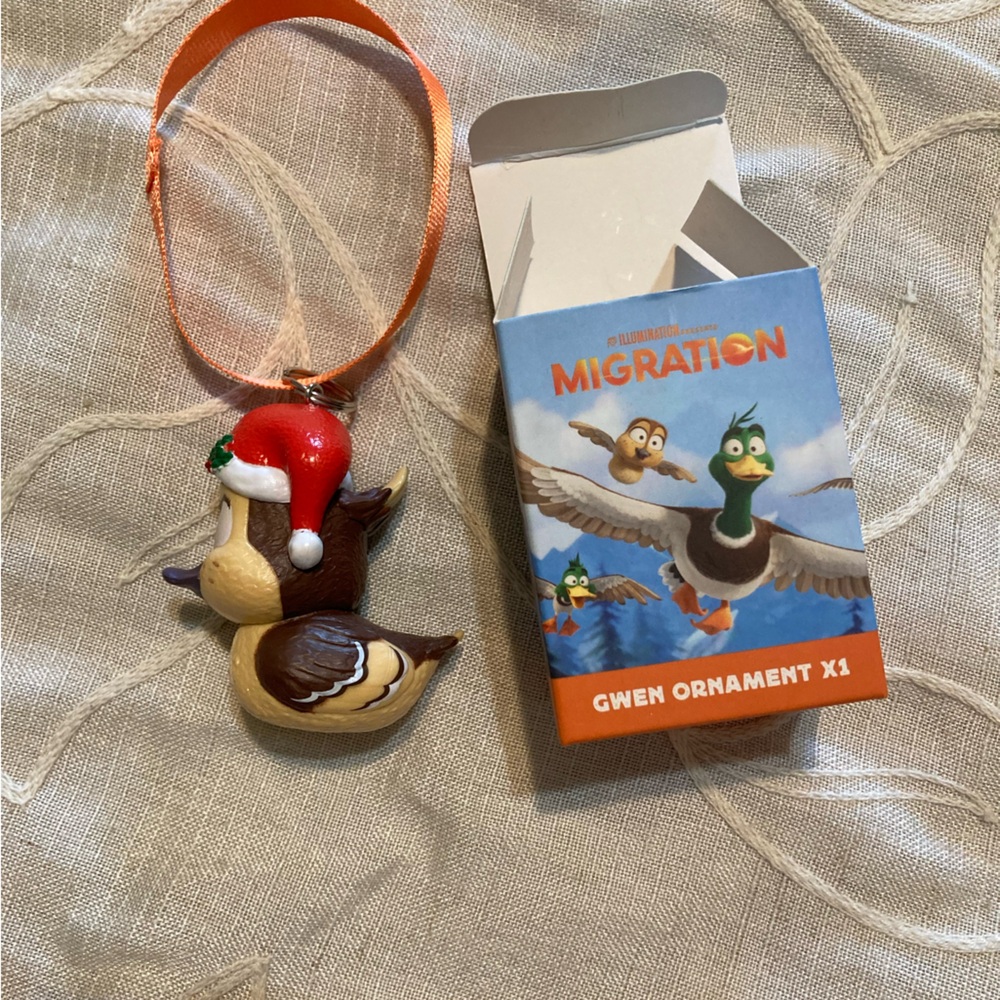 Migration Duck Holiday Ornament with Santa Hat